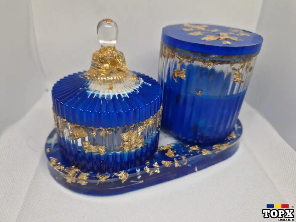 Set tavita cu 2 bombomniere din raina epoxidica