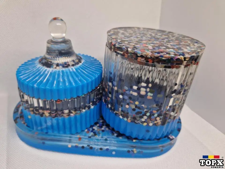 Set tavita cu 2 bomboniere din rasina expodica