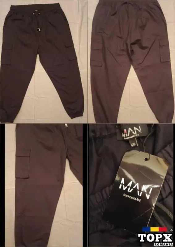 Joggeri cargo 4XL, negri, BoohooMAN, 100% bumbac.