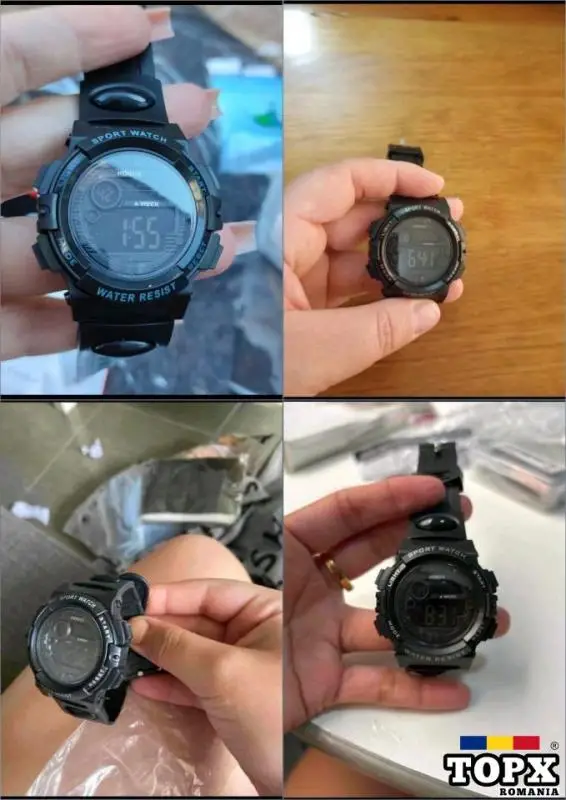 Ceas digital HONHX multifuncţional, negru, rezistent la apă, cu LED-uri multicolore ajustabile