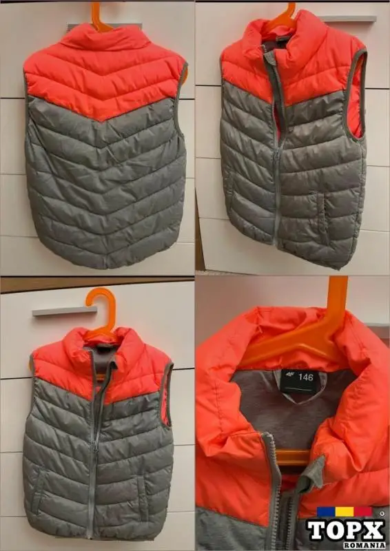 Vestă 4F fetiță, nouă, mărime 11 ani, roz cu gri.