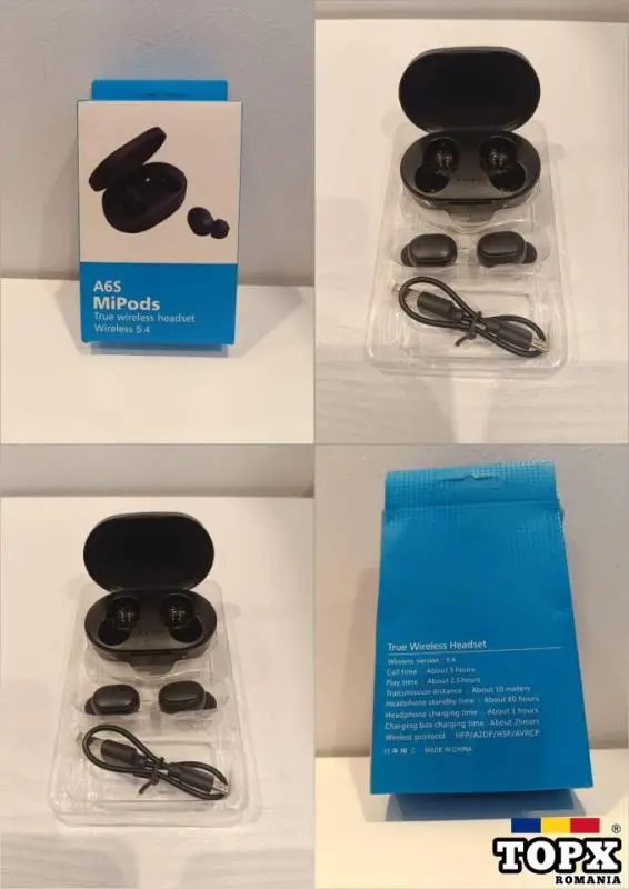 Căști wireless Mi Pods A6S, Bluetooth 5.4, cu încărcător și cutie de depozitare