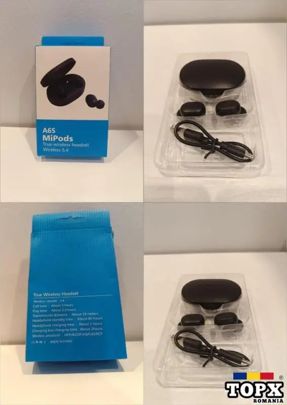 Căști wireless Mi Pods A6S, Bluetooth 5.4, cu încărcător și cutie de depozitare