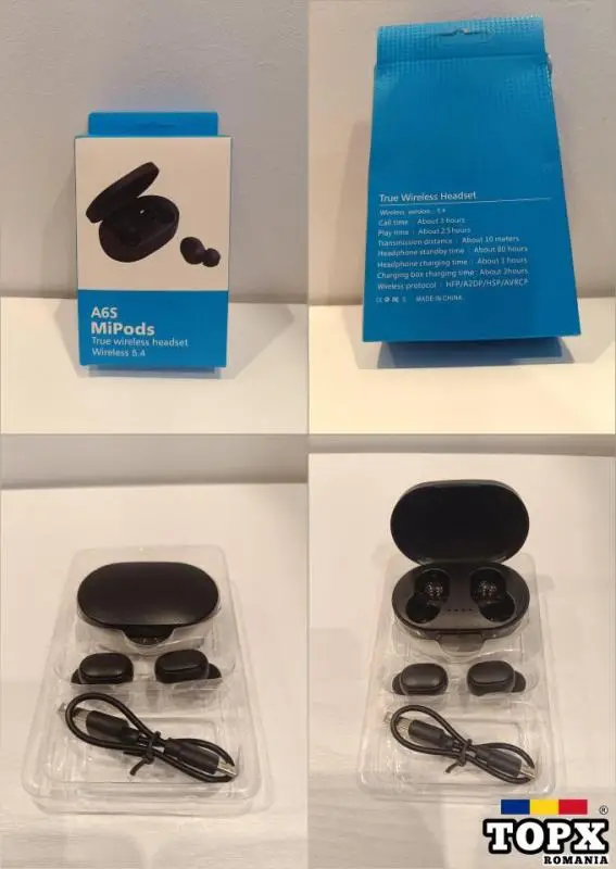 Căști wireless Mi Pods A6S, Bluetooth 5.4, cu încărcător și cutie de depozitare