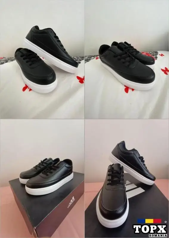 Pantofi sport casual bărbați, negru cu talpă albă, mărimea 42-43, noi.