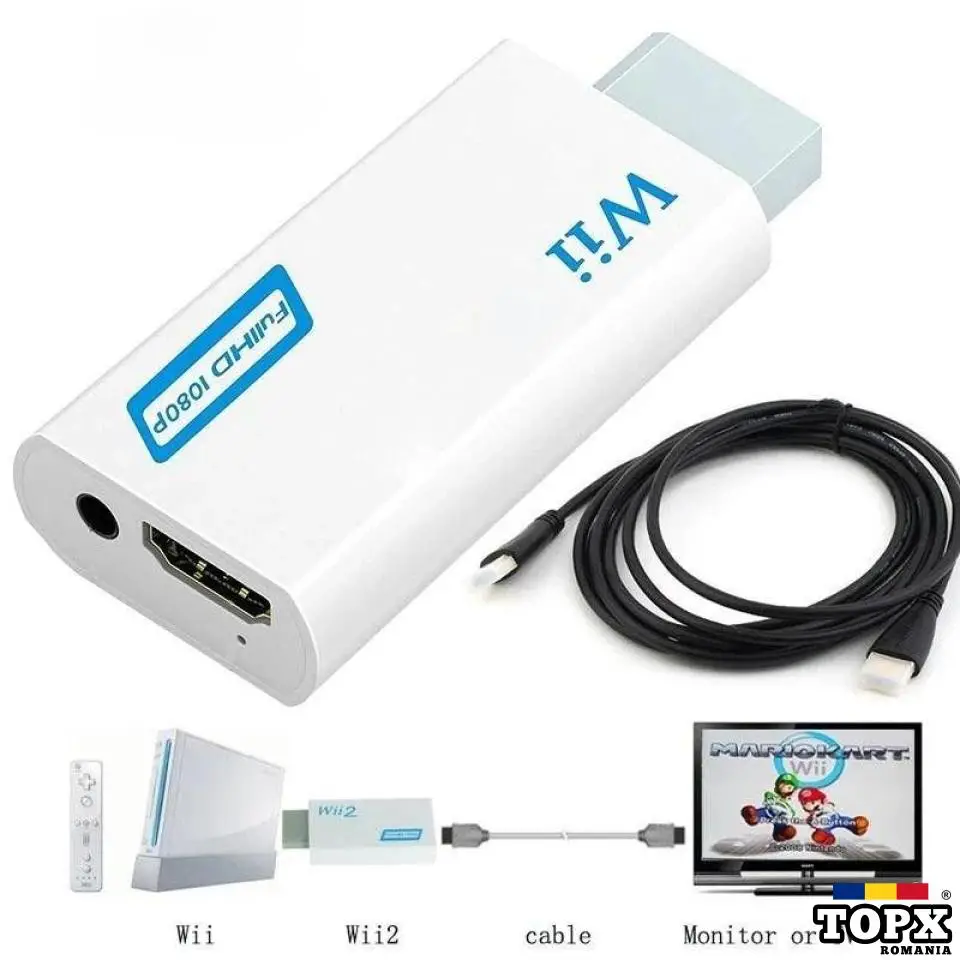 Set Gaming Nintendo Wii+HDMI+380 jocuri+2manete+2volane Mario
