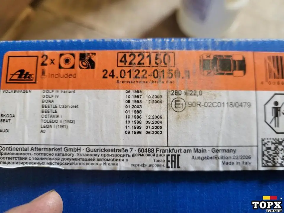 ATE 24.0122-0150.1 Disc de frână față