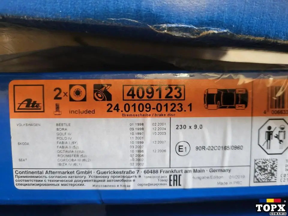 ATE 24.0109-0123.1 Disc de frână spate