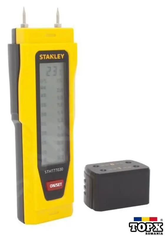 Tester de umiditate Stanley, masurare umiditate lemn si cladiri, ecran LCD, 6% - 44%, 0,2% - 2,0%