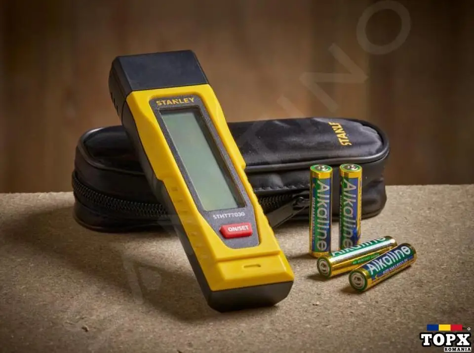 Tester de umiditate Stanley, masurare umiditate lemn si cladiri, ecran LCD, 6% - 44%, 0,2% - 2,0% - 4