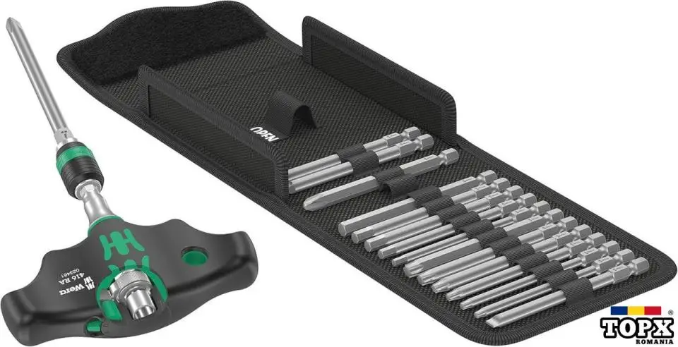 Wera KK400-Set profesional 17 pcs,surubelnita maner T,biti lungi,sigilat