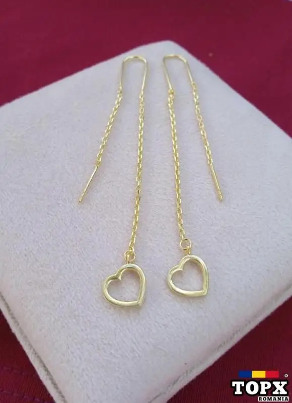 Cercei fir dublu din argint placat cu aur 14k