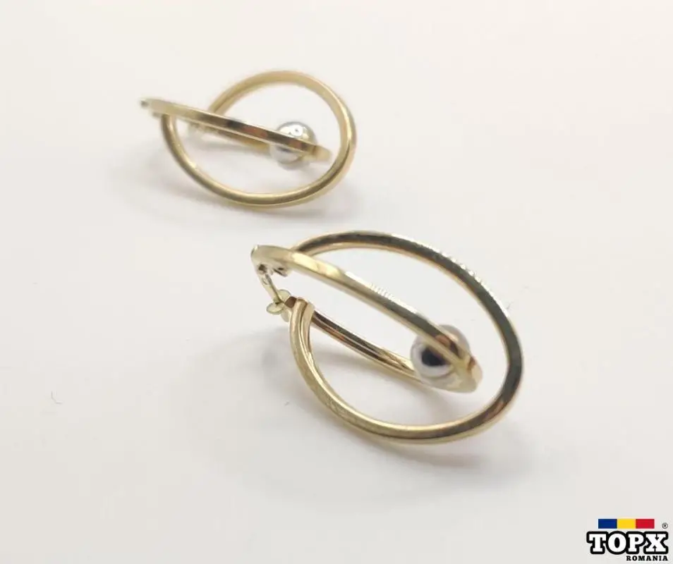 Cercei din Aur de 14K cu Bile din Aur Alb – Eleganță și Rafinamet