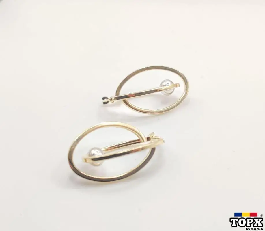 Cercei din Aur de 14K cu Bile din Aur Alb – Eleganță și Rafinamet - 4