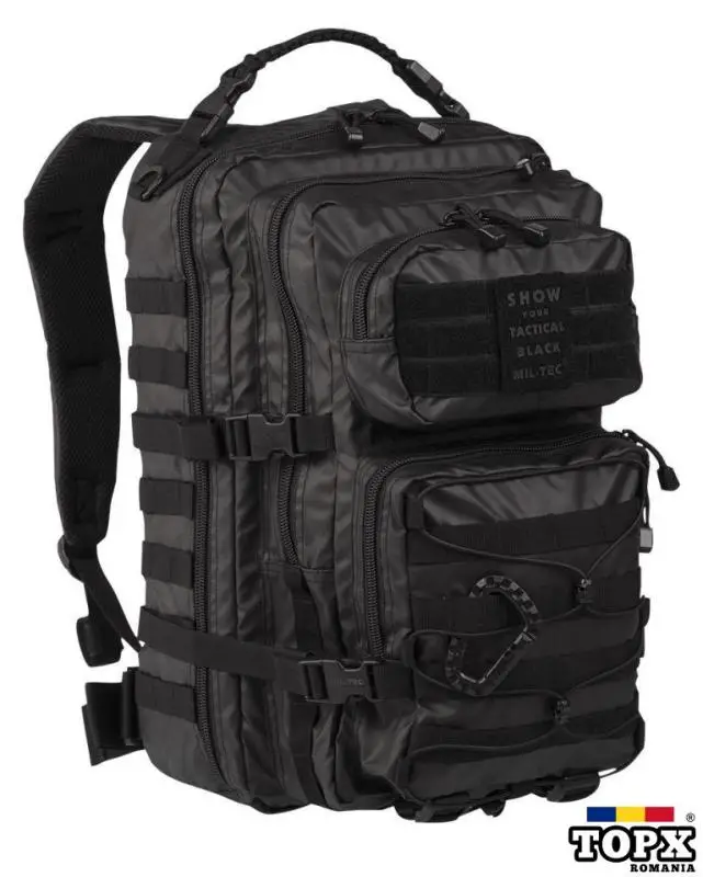 RUCSAC MILITAR MILTEC TACTICAL Black Marime 36 litri Negru Impermeabil - www.autenticshop.ro