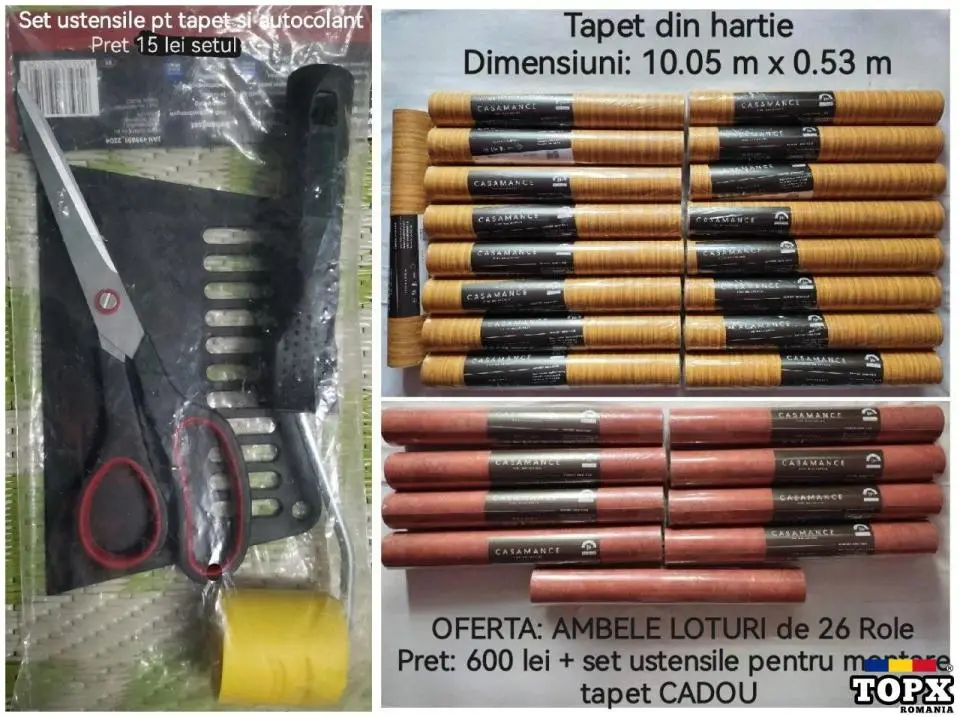 Role tapet hartie set ustensile racleta foarfeca trafalete