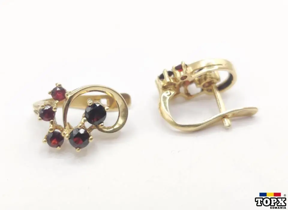 Cercei din Aur de 18K cu Granate – Eleganță și Strălucire de Lux