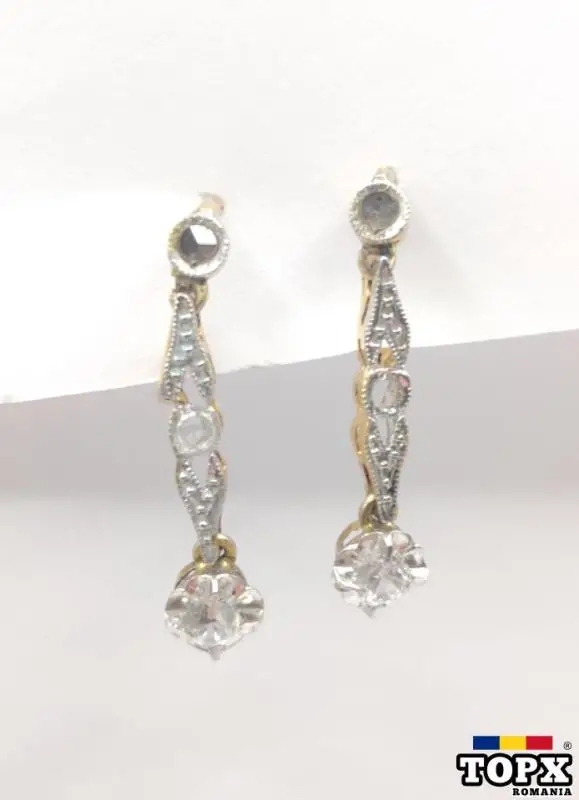 Cercei din Aur de 18K cu Safire Alb