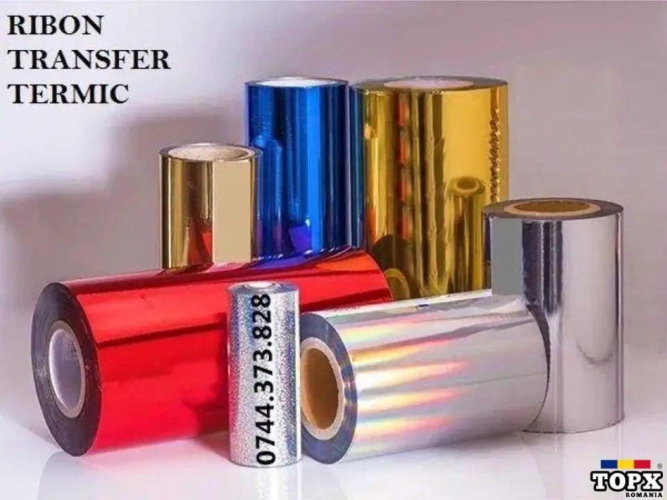 Riboane ceara si rasina pentru imprimante B2B termice diverse culori si tipodimensiuni..