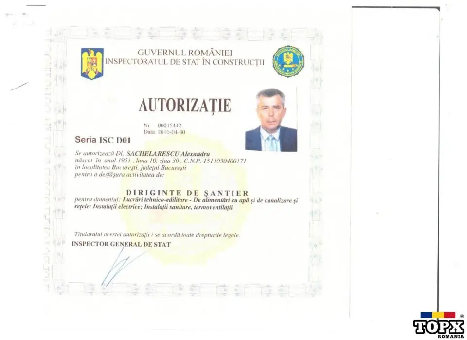 Diriginte de santier instalatii pentru constructii,