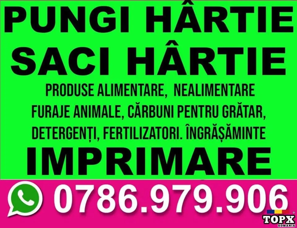 Pungi si saci de hartie alba si natur cu 1-3 straturi, imprimare 1-4 culori