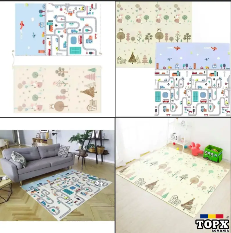 Covoraș de Joacă 2 Fețe pentru copii – Moale și Ușor de Curățat - 4