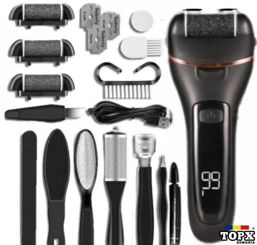 Pila electrica pentru picioare; acumulator; incarcare USB; portabilă.