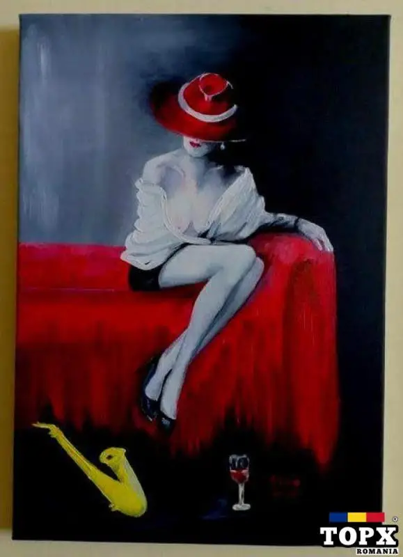 Tabloul "Misterioasa femeie ", pictura in ulei pe panza