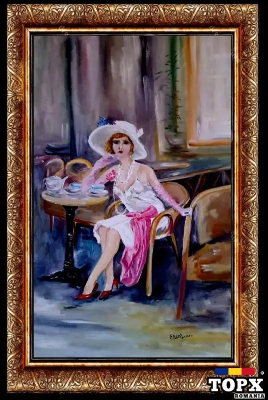 Tabloul "Doamna parizianca din alta epoca, stil si eleganta ", pictura in ulei pe panza