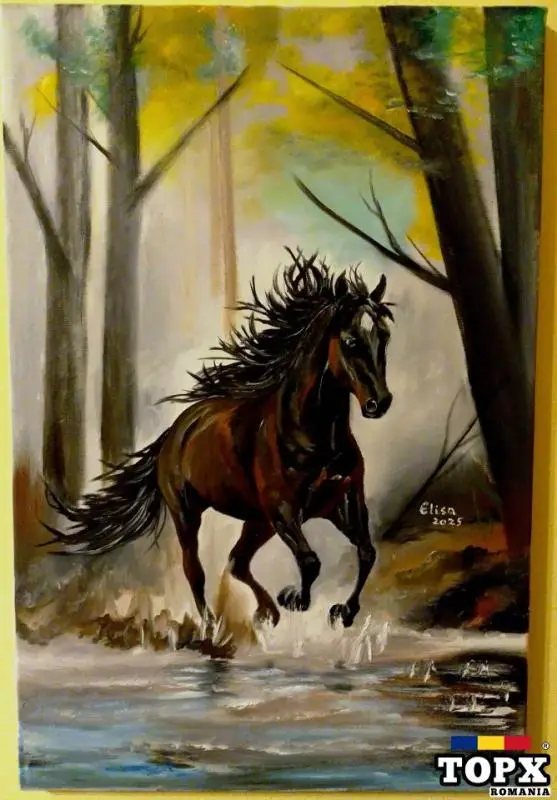 Vand tabloul"Libertatea calului salbatic" pictura in ulei pe panza