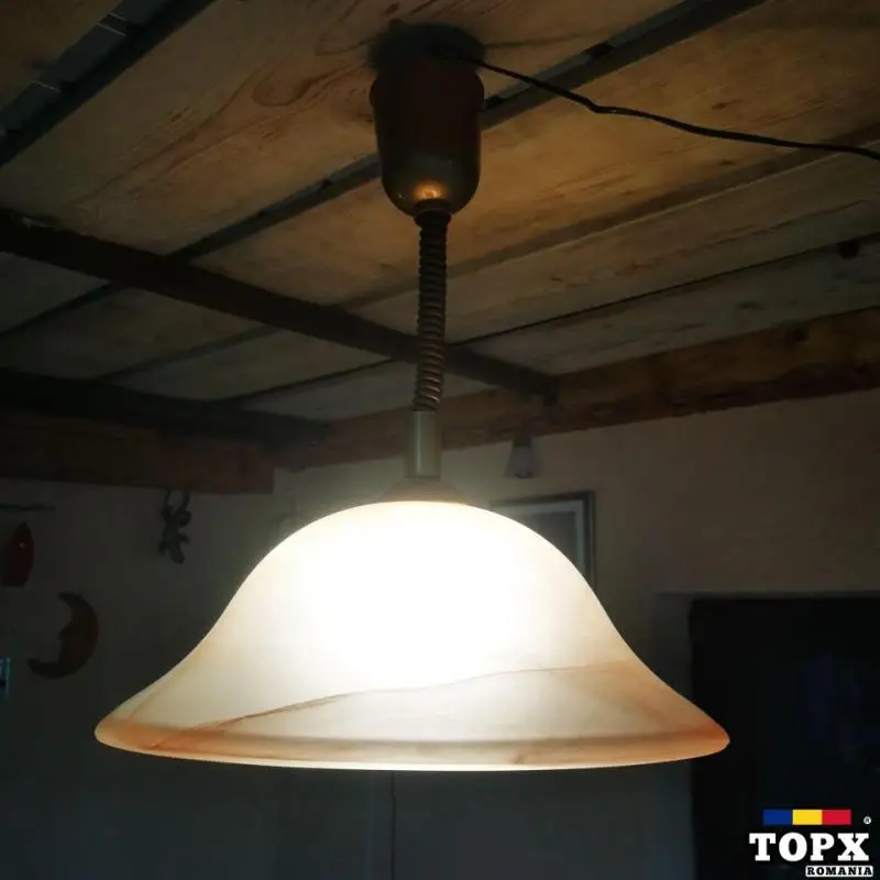 plafoniera lustra lampa pendul abajur sticla 40cm cu dulie bec clasic tip e27