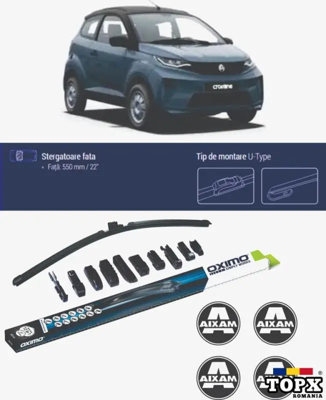 Ștergător parbriz Aixam Crossline 550mm 2012- PREZENT OXIMO + 4 stickere AIXAM
