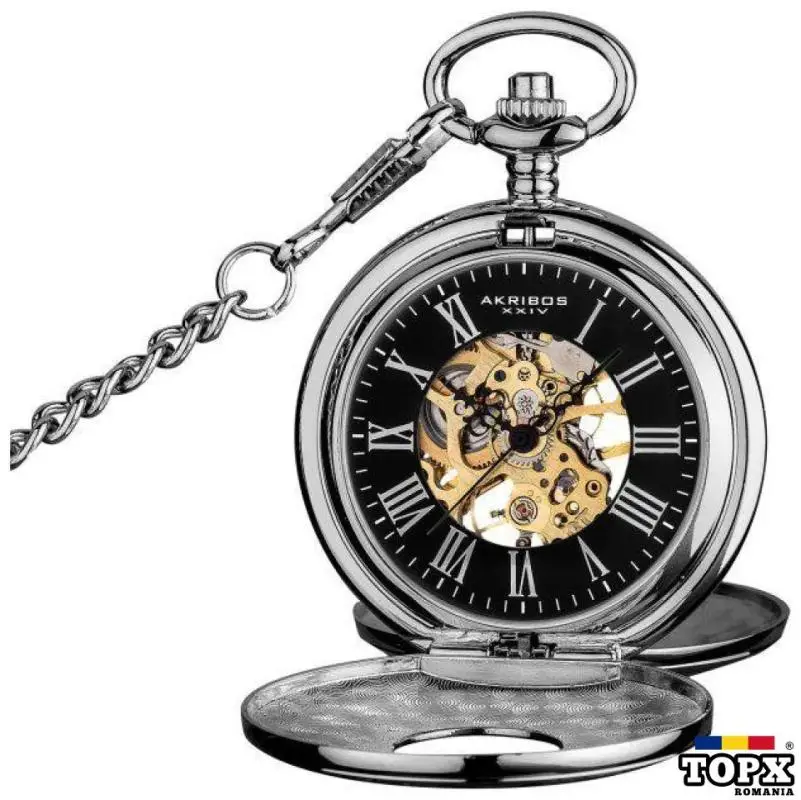Ceas de buzunar clasic schelet | Akribos XXIV AK609 - Eleganță care bate la timp