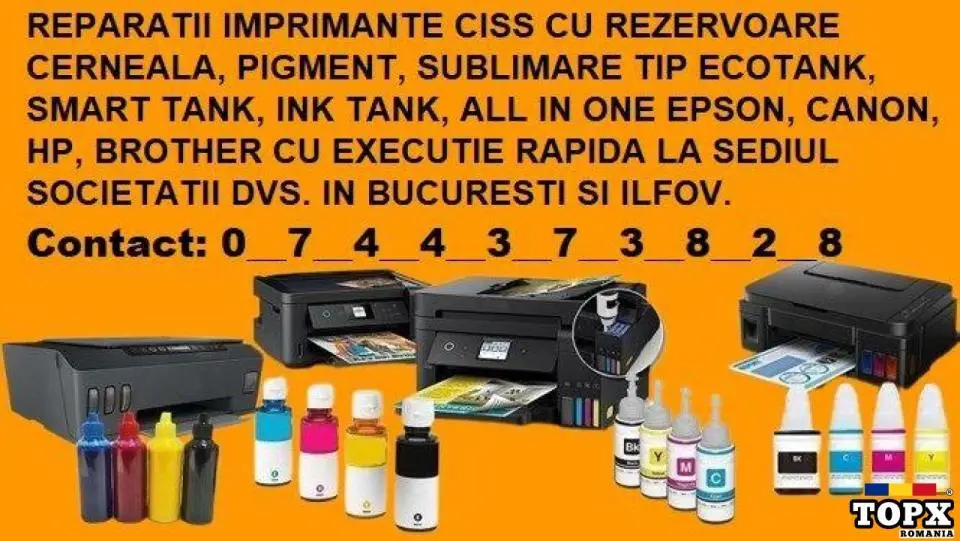 Reparații imprimante corporate rezervoare cerneala ecotank in Bucuresti Ilfov