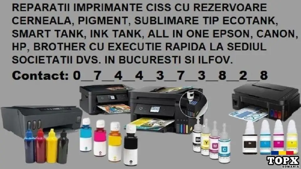 Reparatii imprimante si multifunctionale cu rezervoare cerneala in Bucuresti Ilfov !