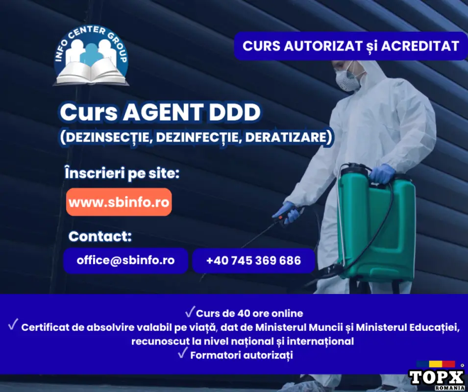 Curs Agent DDD (deratizare, dezinfectie, dezinsectie)