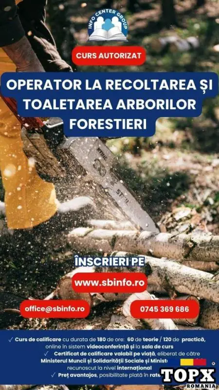 Curs OPERATOR LA RECOLTAREA ȘI TOALETAREA ARBORILOR FORESTIERI (FASONATOR MECANIC)