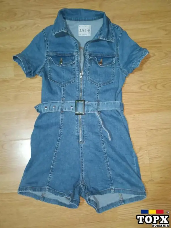 Salopeta de blugi cu pantaloni scurti - 2