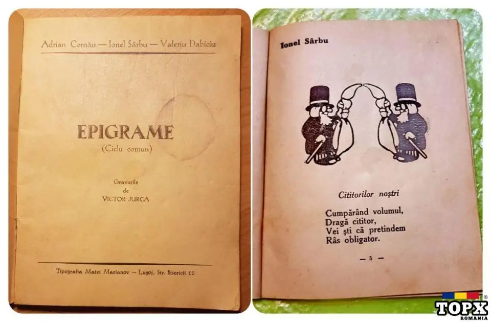 G671-I-Editie veche Epigrame- Ciclu comun cu grafica Victor Jurca Lugoj.