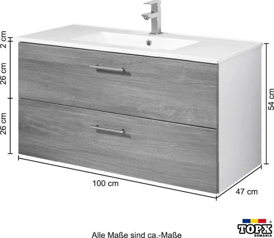 Dulap Lavoar Baie -Trento 100 cm, Nou!