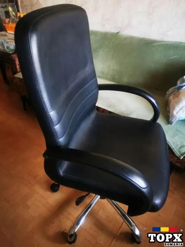 scaun birou fotoliu directorial rotativ pe picior solid metalic
