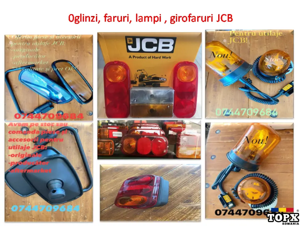 Piese utilaje jcb oglinzi faruri motoare cardane stoc foarte mare