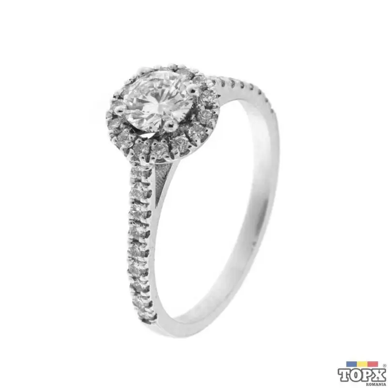 Inel din aur alb 18K cu diamante naturale, IAU474