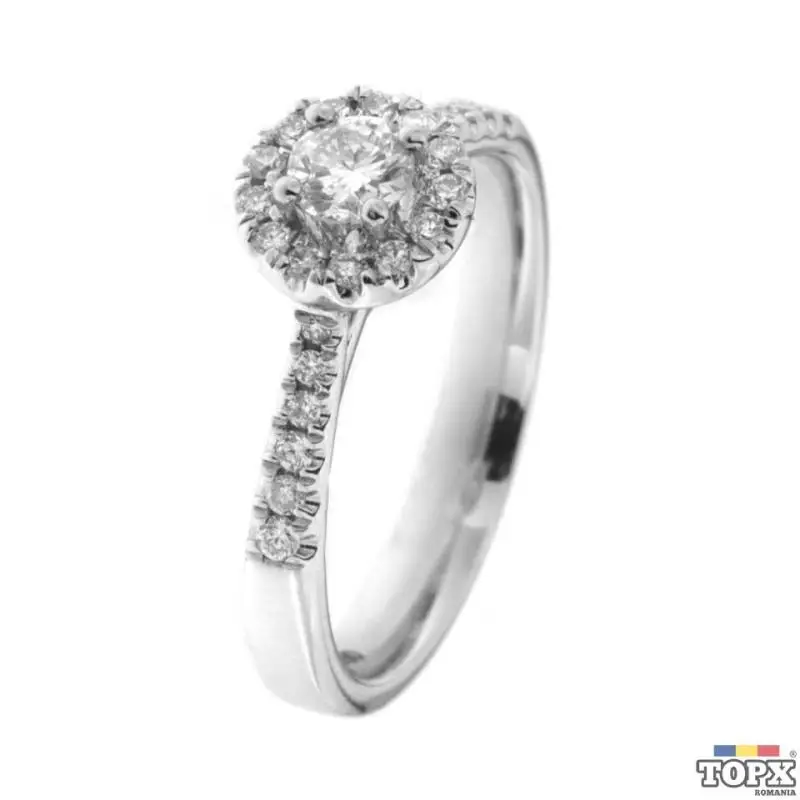 Inel din aur alb 18K cu diamante naturale, IAU475