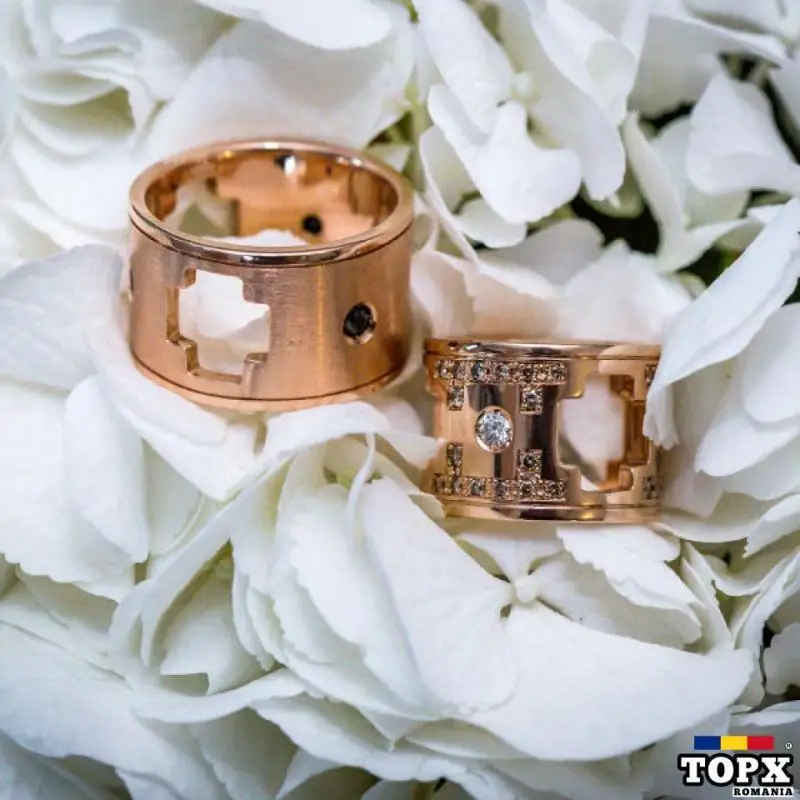 Verighete din Aur Roz cu Diamante AEDP182487