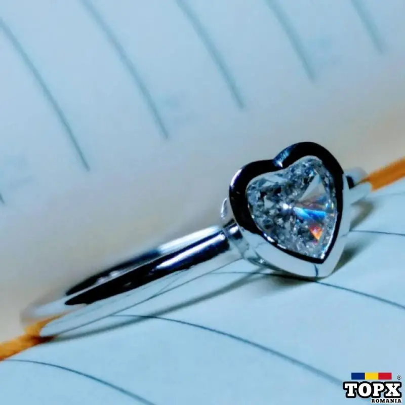 Inel Logodna Aur Alb 18k cu Diamant Natural Heart Shape 0.35ct G-Vs AED182622