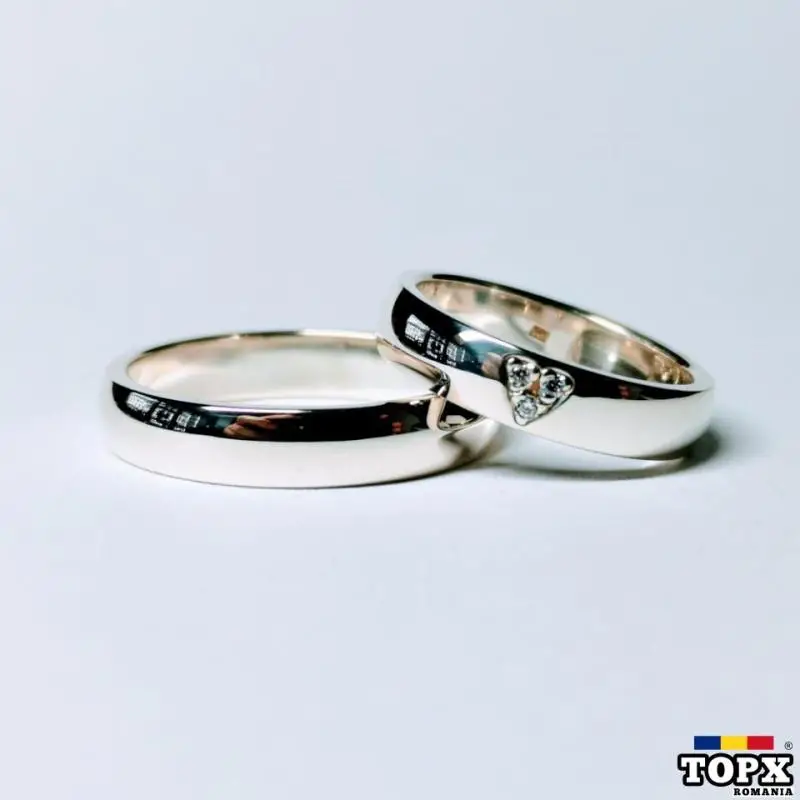 Verighete Aur Alb cu Diamant Natural Brilliant cut 0.03ct AED192729V - AED192729V