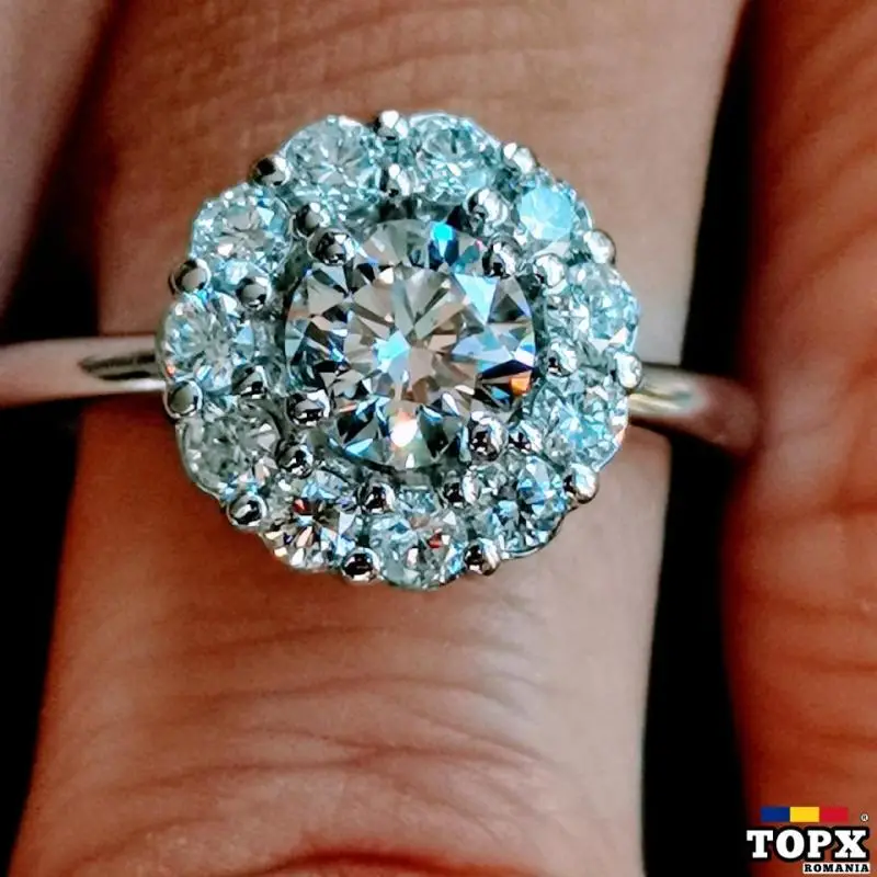 Inel Logodna Anturaj Aur Alb 18k cu Diamante Naturale Brilliant 1.30ct AED203022 - AED203022