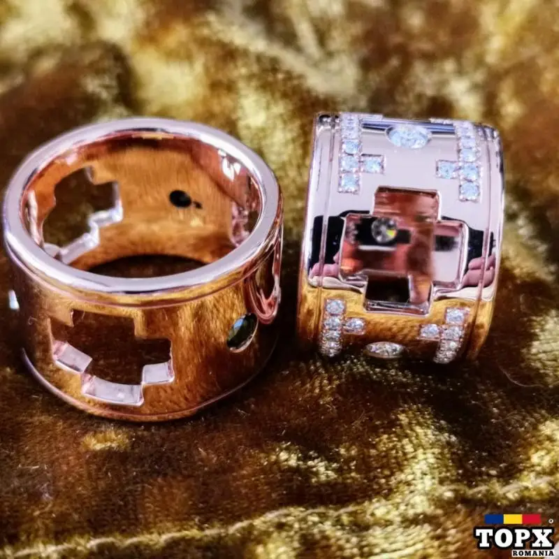 Verighete You & God Aur Roz 18k cu Diamante AEDP182487B