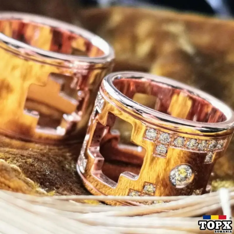 Verighete You & God Aur Roz 18k cu Diamante AEDP182487B - 2